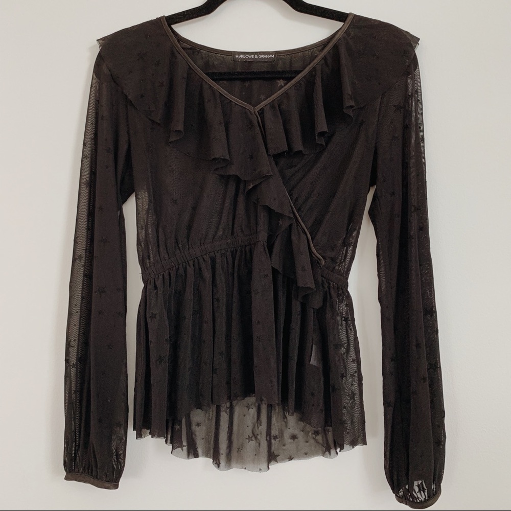 Harlowe & Graham Ruffle Sheer Blouse